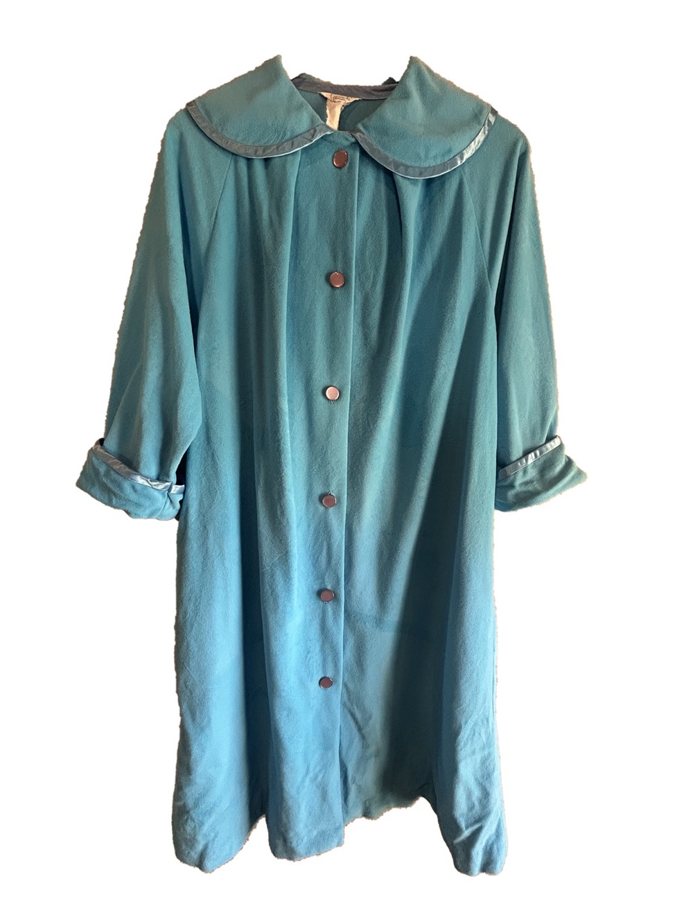 Vintage 70s/80s Cozymode Penneys Teal House Robe Duster Cottagecore